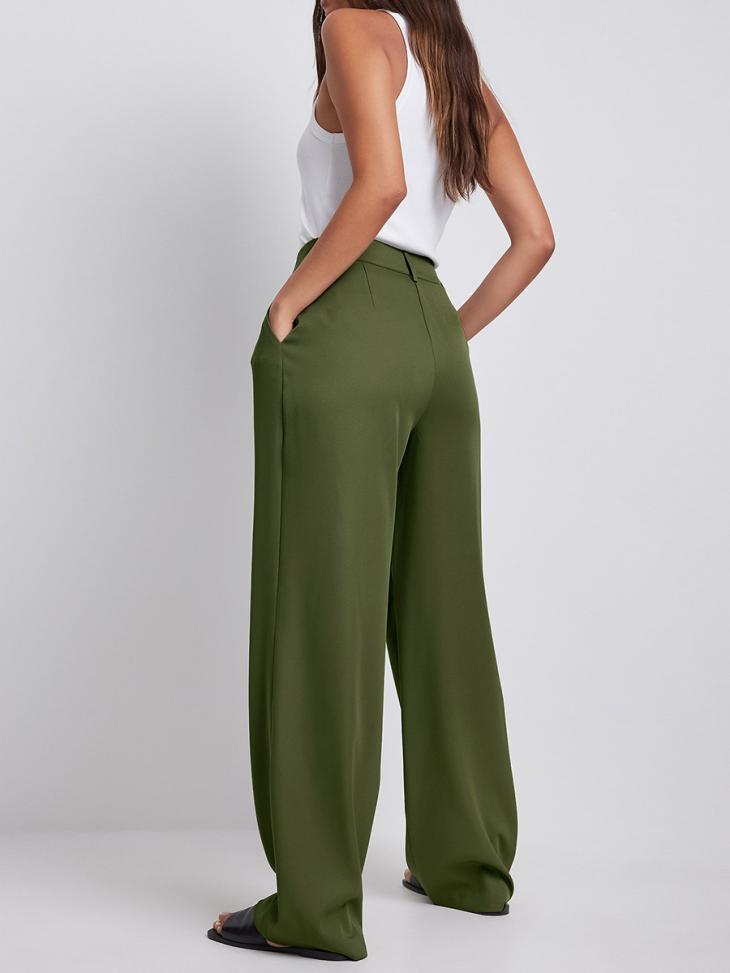 Suits & Tailoring |  Womens Olive Wide Leg Tailored Trousers Clothing Suits & Tailoring