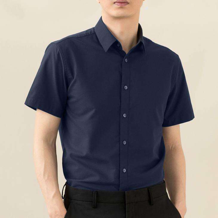 Tailoring & Suits |  Mens Navy Poplin Regular Fit Short Sleeve Shirt Clothing Mens