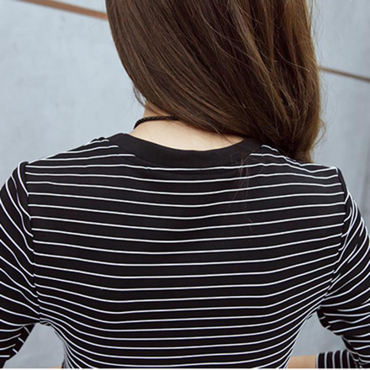 Tops |  Womens Black Striped Long Sleeve Bodysuit Clothing Tops