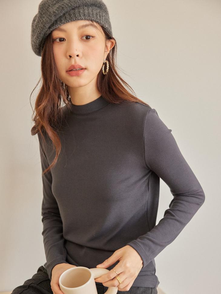 Tops |  Womens Grey Rib Roll Neck Top Basics Basics