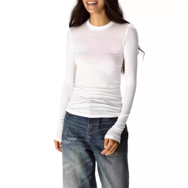 Tops |  Womens Navy Ribbed Crew Neck Long Sleeved Top Basics Basics