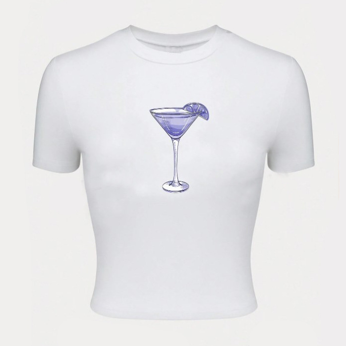 Tops |  Womens Off White Cotton Cherry Martini T-Shirt Clothing Tops