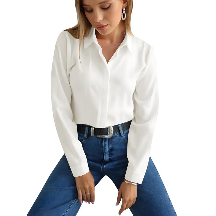 Tops |  Womens White Satin Shirt Clothing Shirts & Blouses