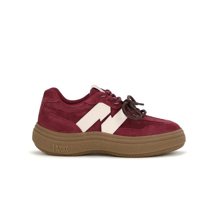 Trainers |  Womens Burgundy Chunky Sole Trainers Flats Flats