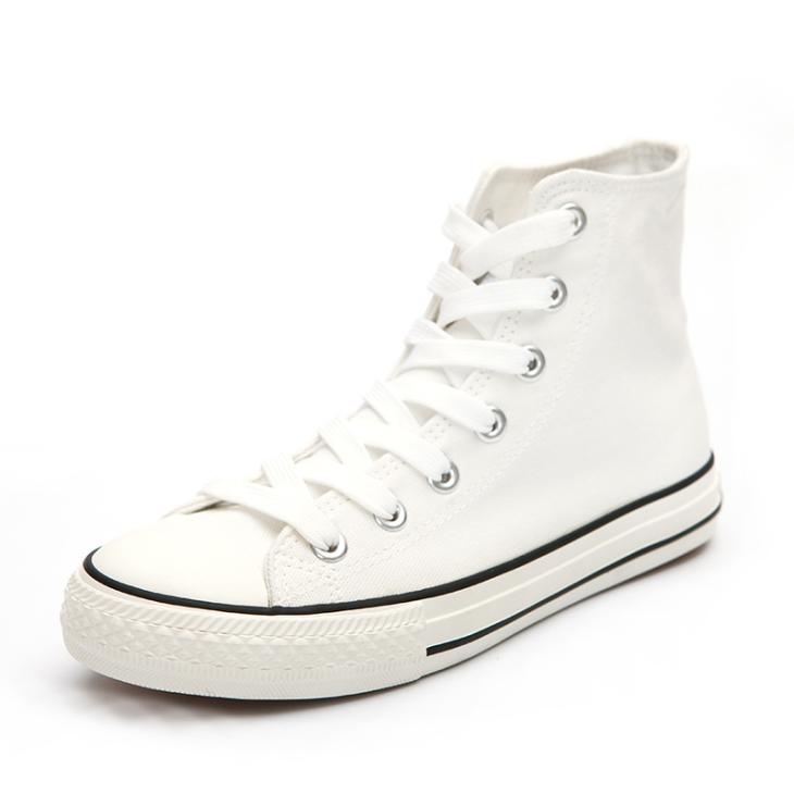 Trainers |  Womens Wide Fit White Canvas High Top Lace Up Trainers Shoes Trainers