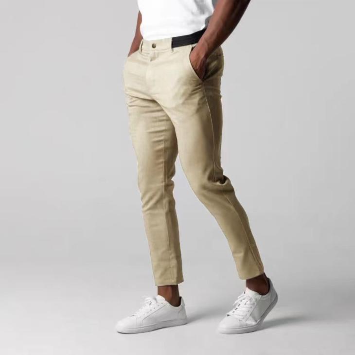 Trousers & Chinos |  Mens Cream Linen Blend Slim-Fit Trousers Clothing Mens