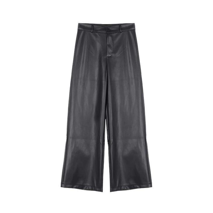 Trousers |  Womens Black Faux Leather Wide Leg Culotte Trousers Clothing Trousers