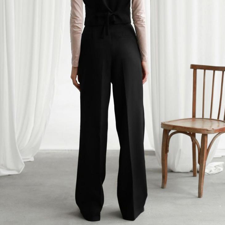 Trousers |  Womens Black Wide Leg Jersey Tailored Trousers Clothing Suits & Tailoring