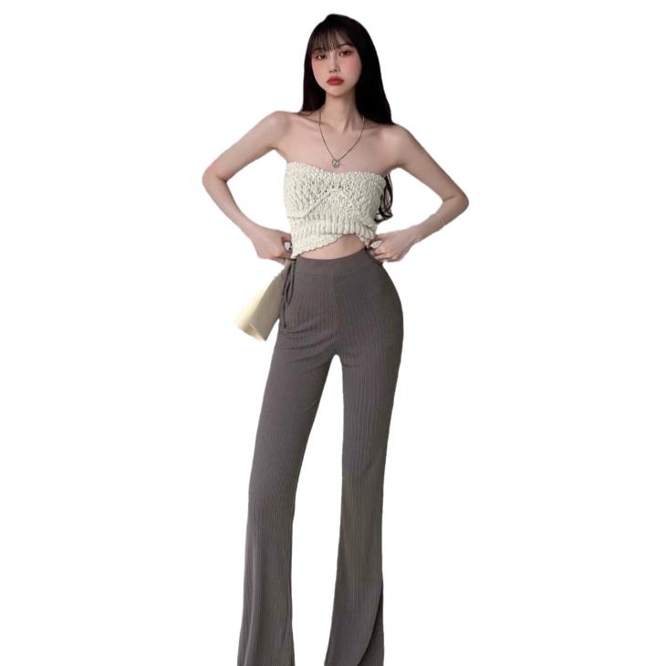 Trousers |  Womens Brown Ribbed Flared Trousers Clothing Trousers