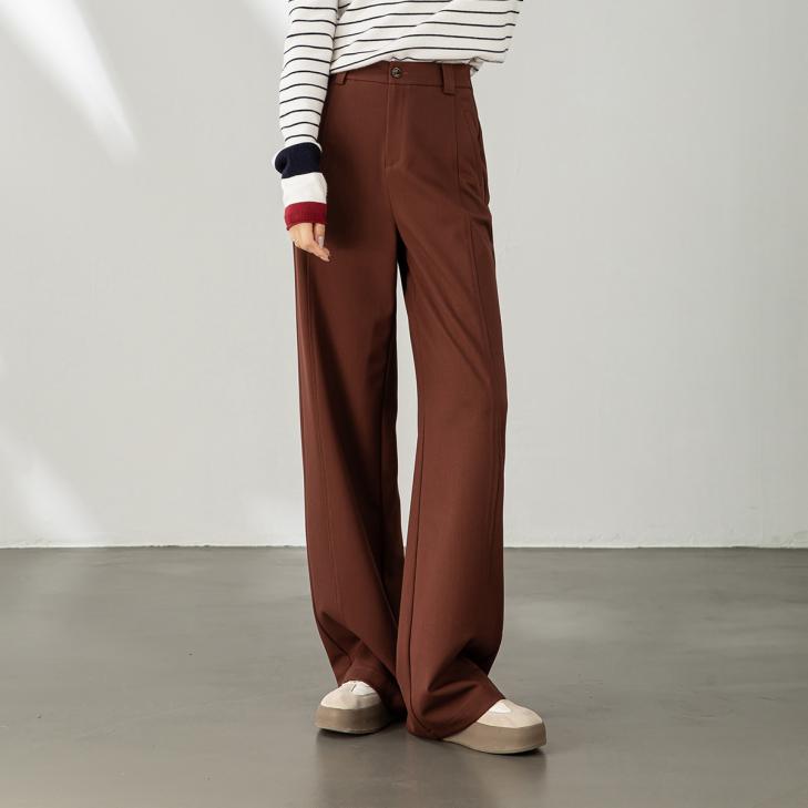 Trousers |  Womens Burgundy Leather-Look Pintuck Wide Leg Tailored Trousers Clothing Suits & Tailoring