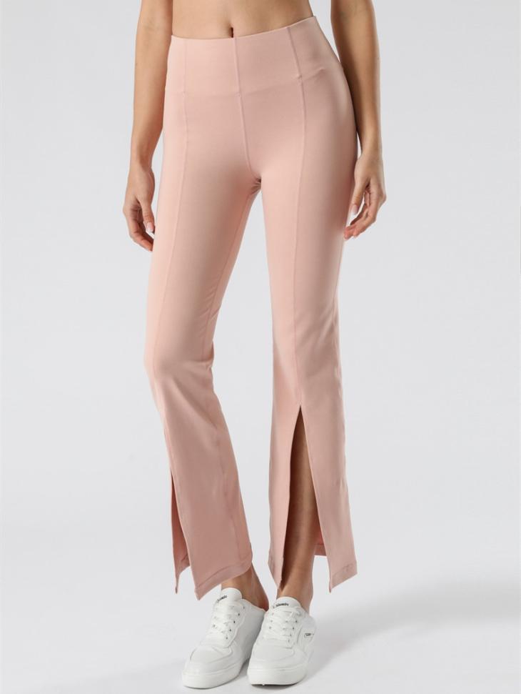 Trousers |  Womens Light Brown Ribbed Split Front Flared Trousers Clothing Trousers