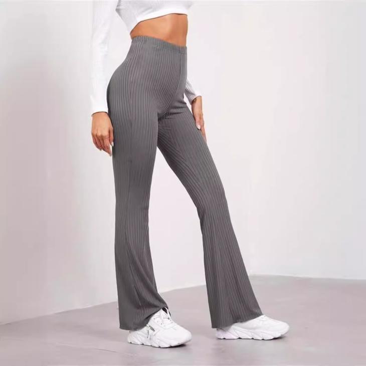 Trousers |  Womens Mink Ribbed Flared Trousers Clothing Trousers