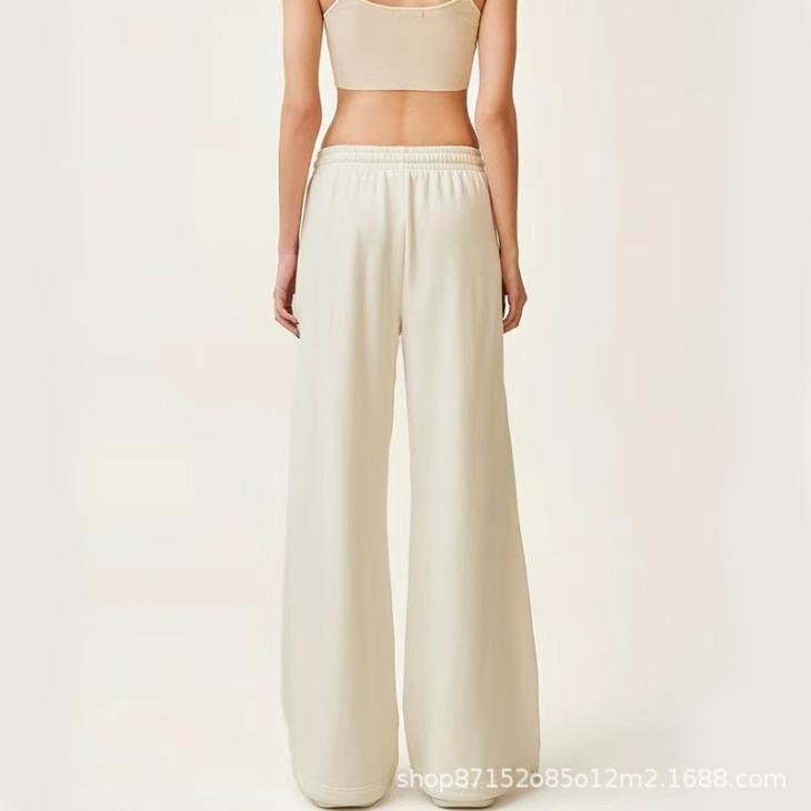 Trousers |  Womens Off White Drawstring Wide Leg Trousers Clothing Trousers