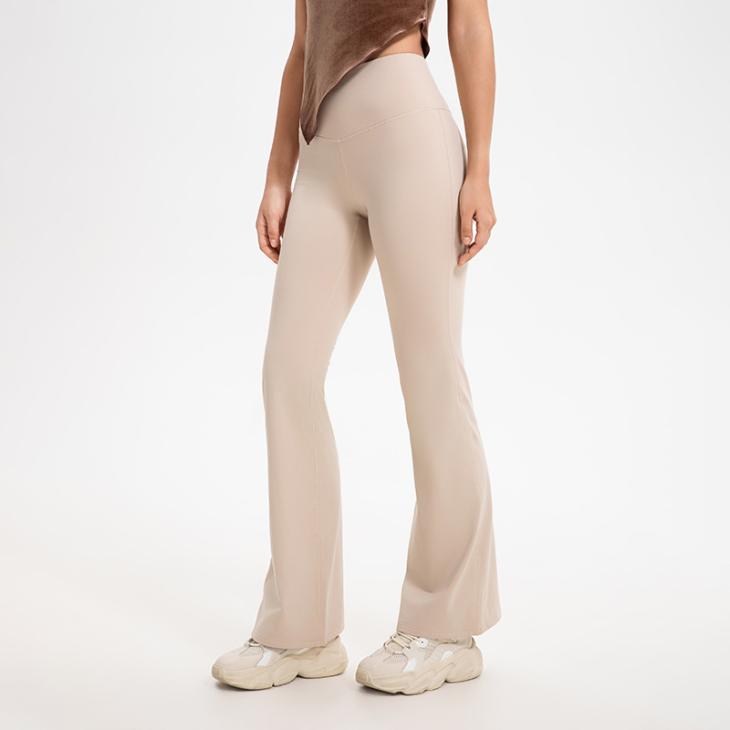 Trousers |  Womens Stone Ribbed Flared Trousers Clothing Trousers