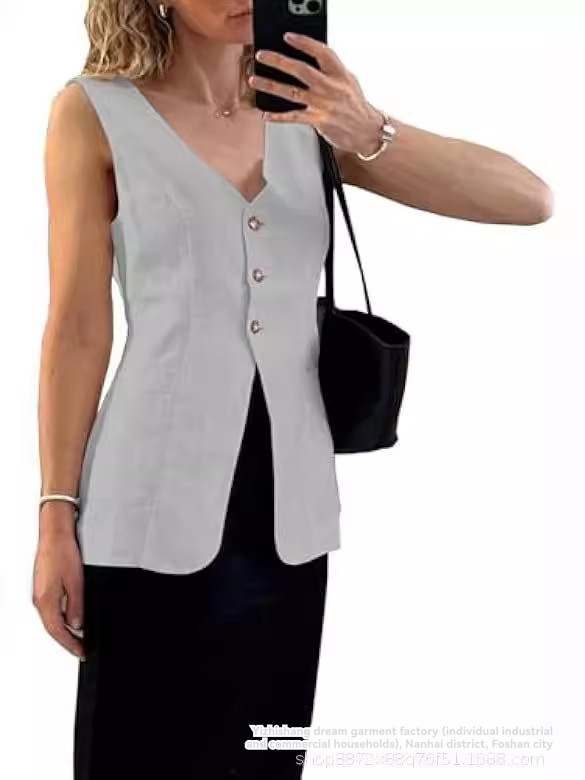 Waistcoats |  Womens White Button Front Waistcoat Clothing Waistcoats