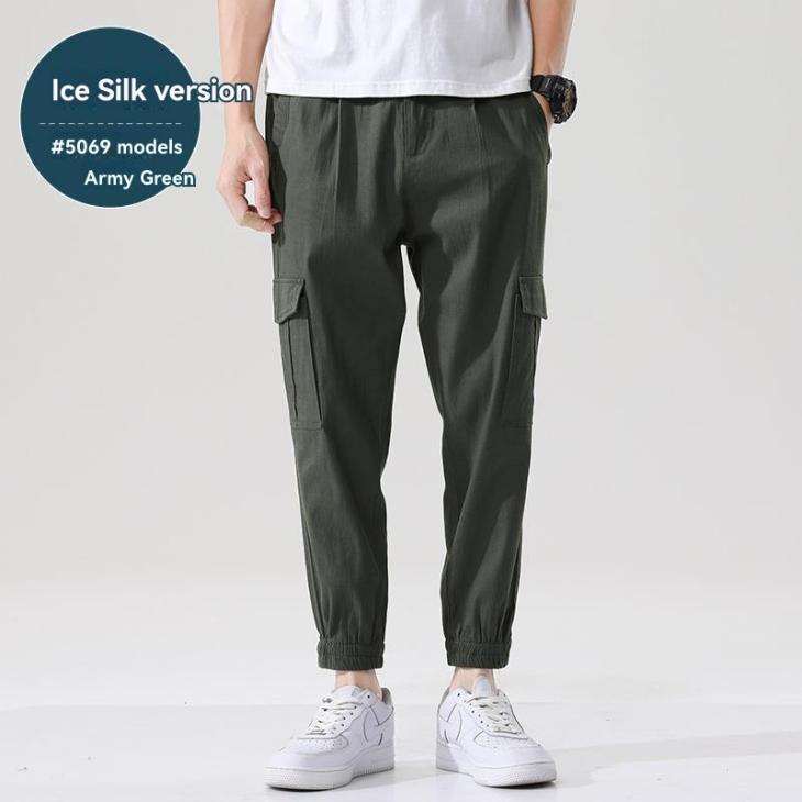 Trousers & Chinos |  Mens Black Cotton Cuffed Cargo Trousers Clothing Mens