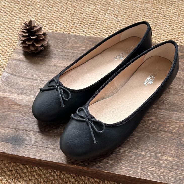 Ballet Pumps |  Womens Wide Fit Black Leather-Look Ballerina Pumps Ballet Pumps Ballet Pumps