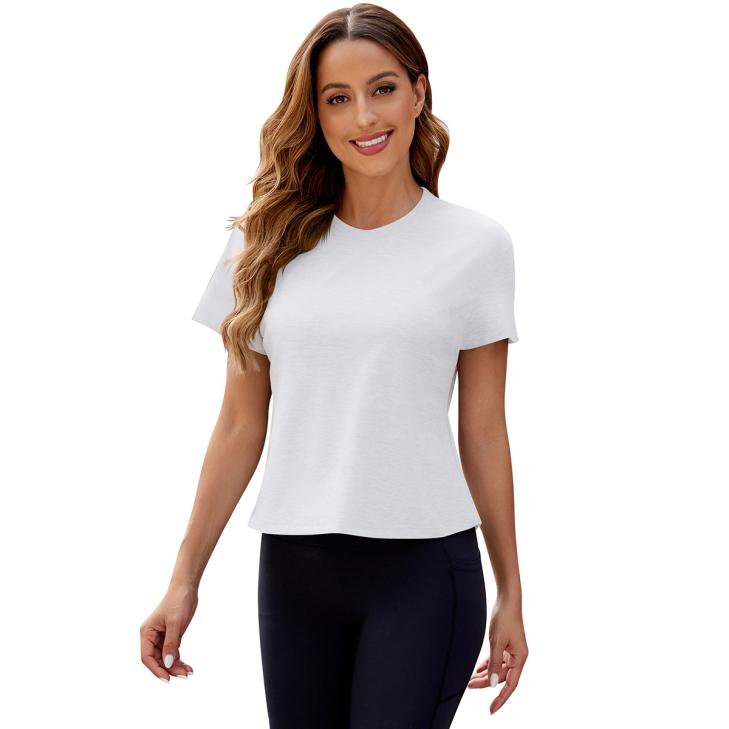 Basics |  Womens Off White Cotton Crew Neck T-Shirt Basics Basics