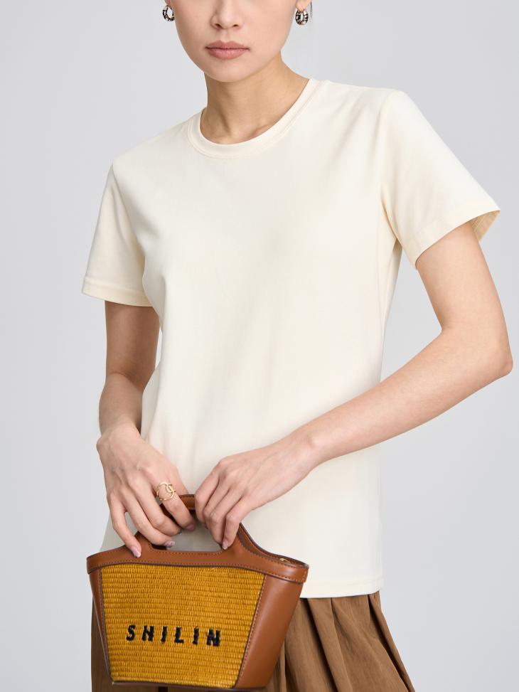 Basics |  Womens Stone Crew Neck Slim Fit T-Shirt Basics Basics