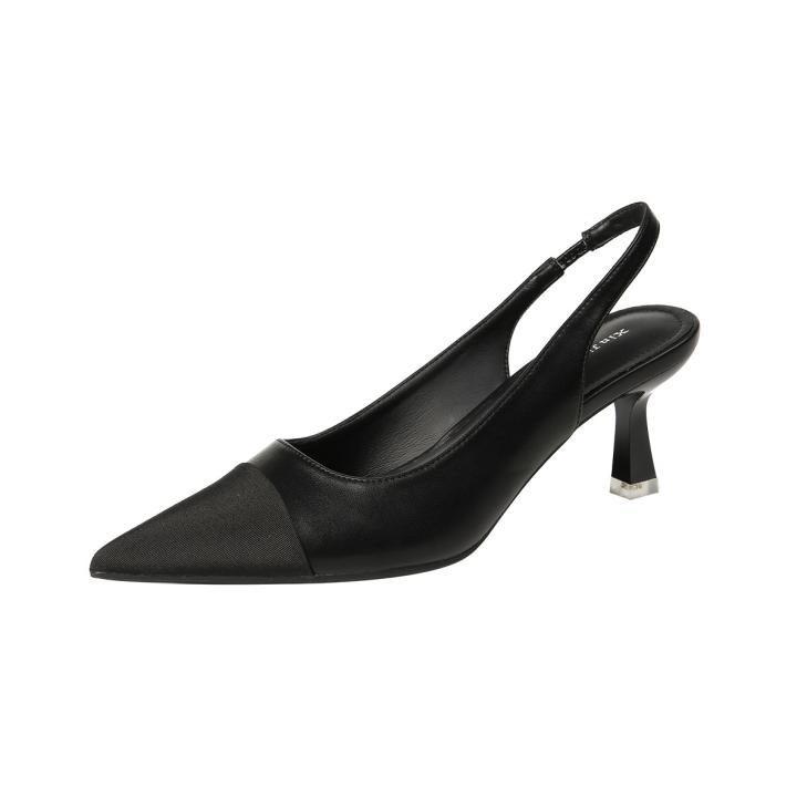 Heels |  Womens Black Suedette Slingback Stiletto Heel Court Shoes Heels Heels